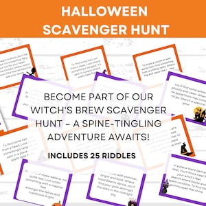 Halloween  Scavenger Hunt, Treasure Hunt, Halloween Game For Teens, Halloween Party Games, Adult Scavenger Hunt, Halloween Activities