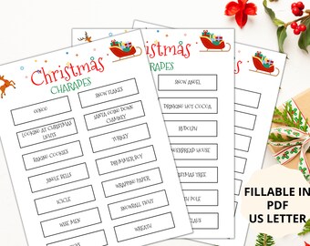 Christmas Family Charades /  Christmas Games For Family/ Christmas Games Printable/ Holiday Party Games / A4 / US Letter /Instant Download