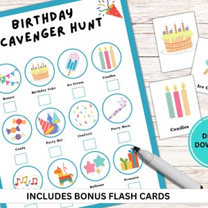 Birthday Scavenger Hunt For Kids, Birthday Treasure Hunt, Birthday Activity For kids, Birthday Party Printable Games, Picture Scavenger Hunt