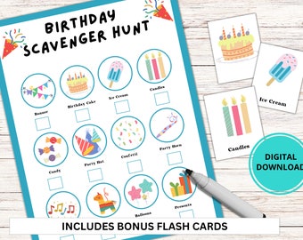 Búsqueda del tesoro de cumpleaños para niños, búsqueda del tesoro de cumpleaños, actividad de cumpleaños para niños, juegos imprimibles de fiesta de cumpleaños, búsqueda del tesoro de imágenes