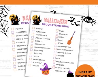 Halloween Decoration Scavenger Hunt, Fall Scavenger Hunt, Halloween Game Printable For Kids, Printable Halloween Outdoor Scavenger Hunt