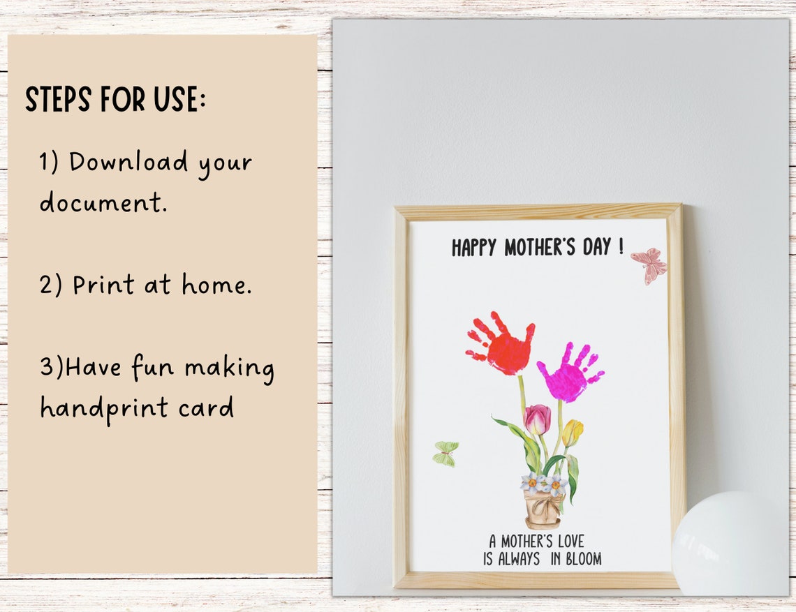 Mothers Day Handprint Flower Craft Art Mother's Day Card From Child