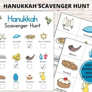 Hanukkah Scavenger Hunt, Activities For Hanukkah, Chanukah Games for Kids, Printable Scavenger Hunt, Jewish Celebration, Activities for Kids