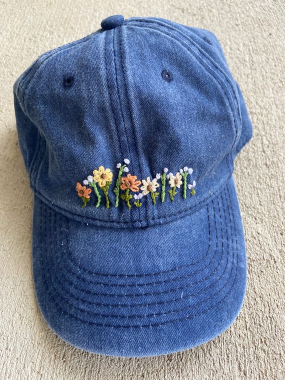 New Custom Designed Blue Distressed Baseball Cap with Multicolored Flower Amazon.com: Besforta Women Bling Rhinestone Baseball Cap  main image 2
