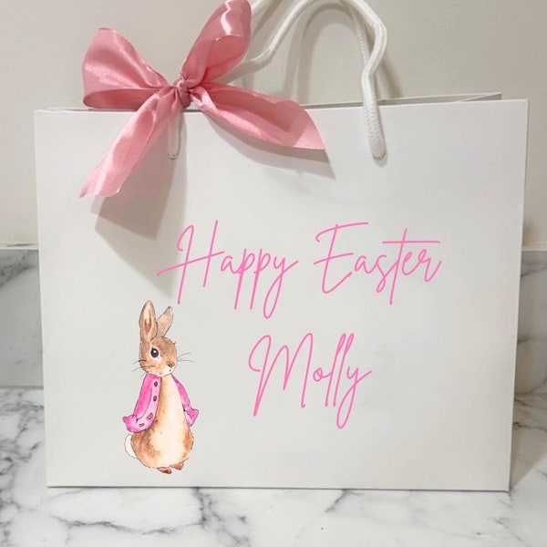 Personalised Easter gift bag children’s easter Gift , rabbit gift bag, children’s party bag, kids Easter egg gift, white luxury gift bag