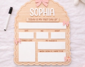 Personalised Reusable First & Last Day of School Memory Board / Memories Yearly School Sign / Custom Wooden Preschool Keepsake / First day