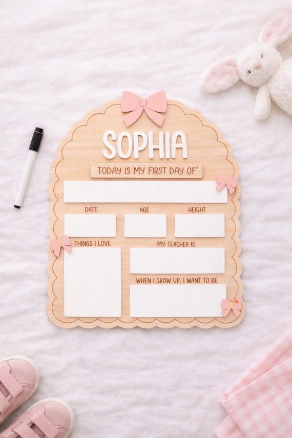 Personalised Reusable First & Last Day of School Memory Board / Memories Yearly School Sign / Custom Wooden Preschool Keepsake / First day