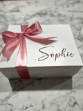Personalised magnetic Gift Box. Bridesmaid gift box, Flower Girl, Wedding gift box with white.Birthday gift box. Any name or text