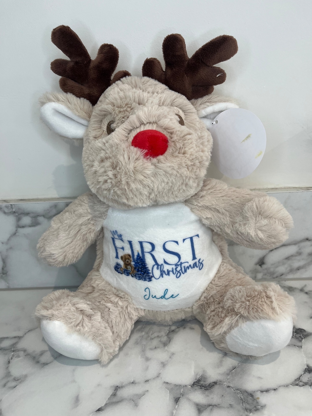 Personalised Christmas Reindeer. Babies First Christmas Teddy, New Baby