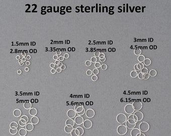 22 gauge sterling silver jump rings - saw cut