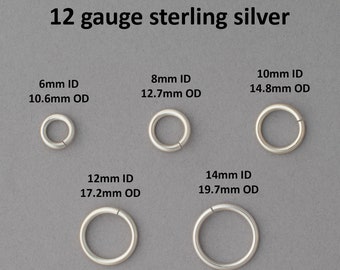 12 gauge sterling silver jump rings - saw cut