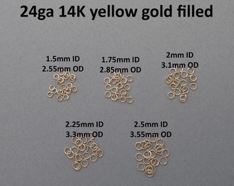 24 gauge 14K yellow gold filled jump rings - saw cut