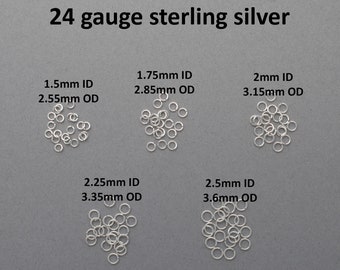 24 gauge sterling silver jump rings - saw cut