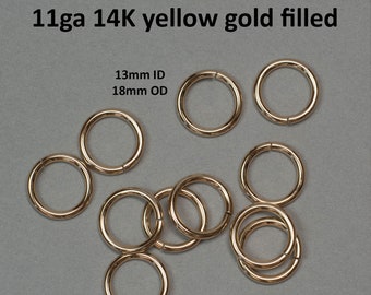 Huge Jump Ring - 11 gauge 14K yellow gold filled jump rings - 13mm inner diameter - saw cut