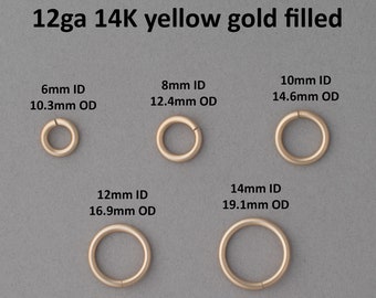 12 gauge 14K yellow gold filled jump rings - saw cut