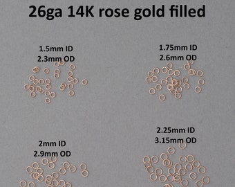 26 gauge 14K rose gold filled jump rings - saw cut