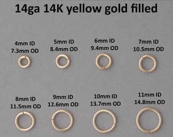 14 gauge 14K yellow gold filled jump rings - saw cut