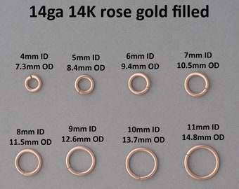 14 gauge 14K rose gold filled jump rings - saw cut