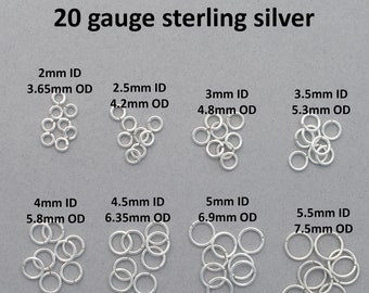 20 gauge sterling silver jump rings - saw cut