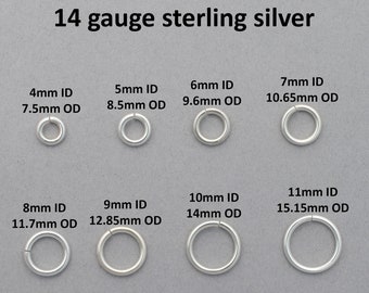 14 gauge sterling silver jump rings - saw cut