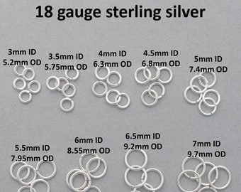 18 gauge sterling silver jump rings - saw cut