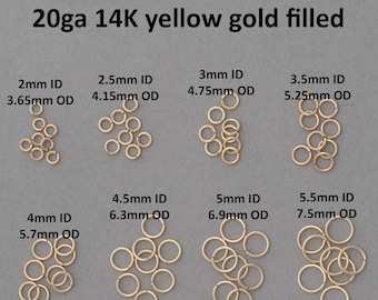 20 gauge 14K yellow gold filled jump rings - saw cut