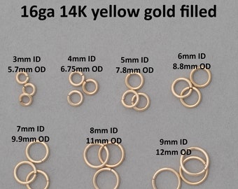 16 gauge 14K yellow gold filled jump rings - saw cut