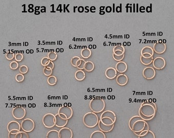 18 gauge 14K rose gold filled jump rings - saw cut