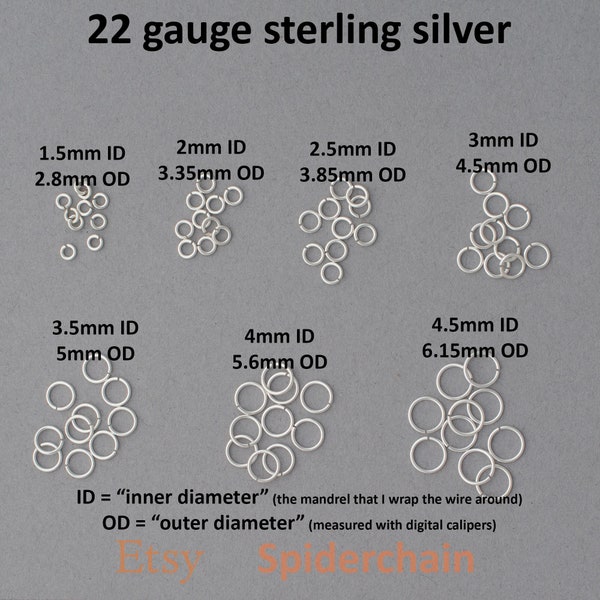22 gauge sterling silver jump rings - saw cut