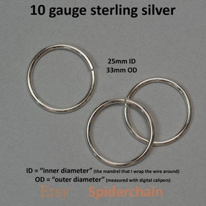 Riesiger Biegering - 10 Gauge Sterling Silber - 25mm Innendurchmesser - Sägeschnitt