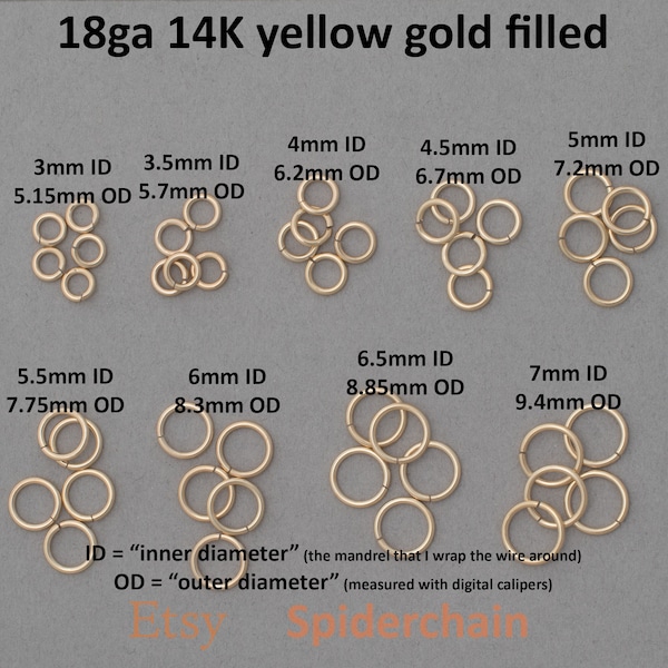 18 gauge 14K yellow gold filled jump rings - saw cut