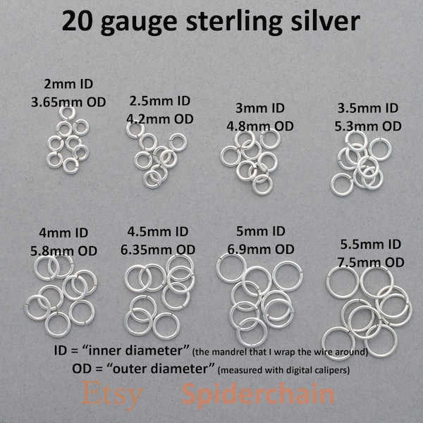 20 gauge sterling silver jump rings - saw cut