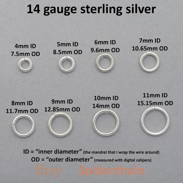 14 gauge sterling silver jump rings - saw cut