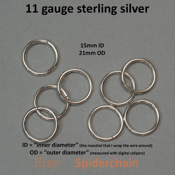 Huge Jump Ring - 11 gauge sterling silver - 15mm inner diameter - saw cut
