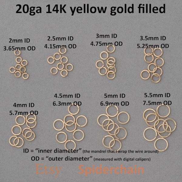 20 gauge 14K yellow gold filled jump rings - saw cut