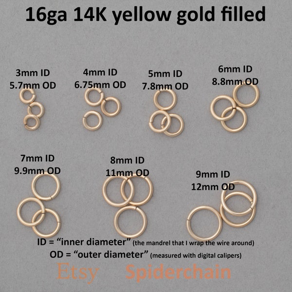 16 gauge 14K yellow gold filled jump rings - saw cut
