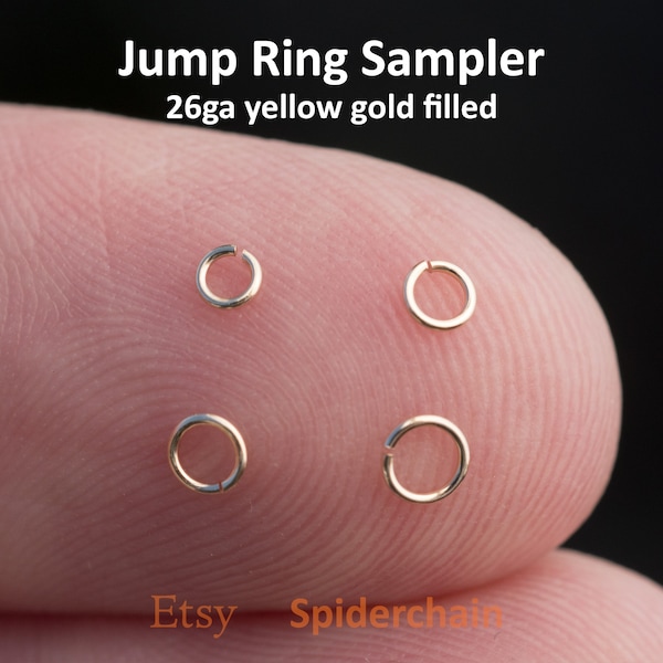 Jump Ring Sampler - 26ga yellow gold filled