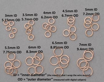 18 gauge 14K rose gold filled jump rings - saw cut