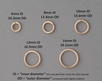 12 gauge 14K yellow gold filled jump rings - saw cut