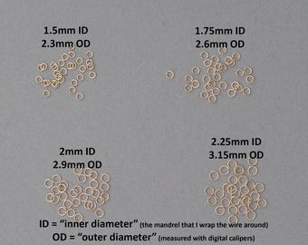 26 gauge 14K yellow gold filled jump rings - saw cut