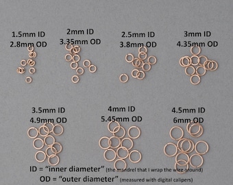 22 gauge 14K rose gold filled jump rings - saw cut