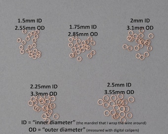 24 gauge 14K rose gold filled jump rings - saw cut