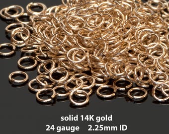 Solid 14K 24ga jump rings - 2.25mm inner diameter