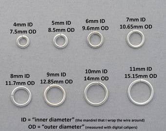 14 gauge sterling silver jump rings - saw cut