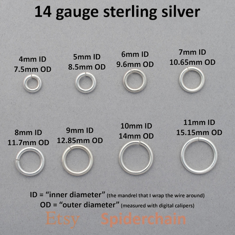 14 gauge sterling silver jump rings - saw cut image 1