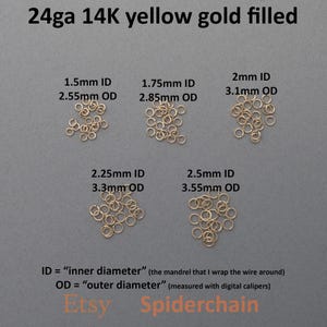 24 gauge 14K yellow gold filled jump rings - saw cut