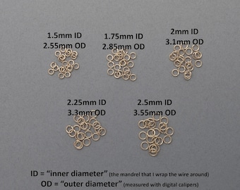 24 gauge 14K yellow gold filled jump rings - saw cut