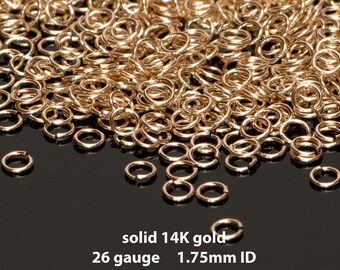 Solid 14K 26ga jump rings - 1.75mm inner diameter