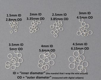 22 gauge sterling silver jump rings - saw cut