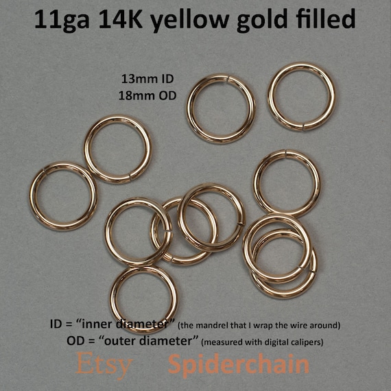 Huge Jump Ring 11 Gauge 14K Yellow Gold Filled Jump Rings 13mm Inner  Diameter Saw Cut 